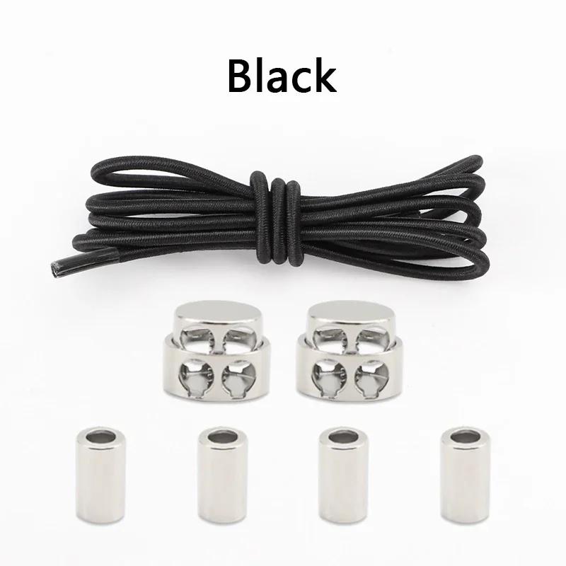 1 Pair Round Elastic Shoe Laces No Tie Shoelaces Tieless Metal Spring Buckle Shoelace for Kids Adults Elderly One Size Fit All