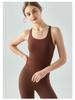 Women's Long Yoga Vest with Chest Pad, U-Neck, Tight-Fit, Beautiful Back, Sleeveless Fitness Sports Top
