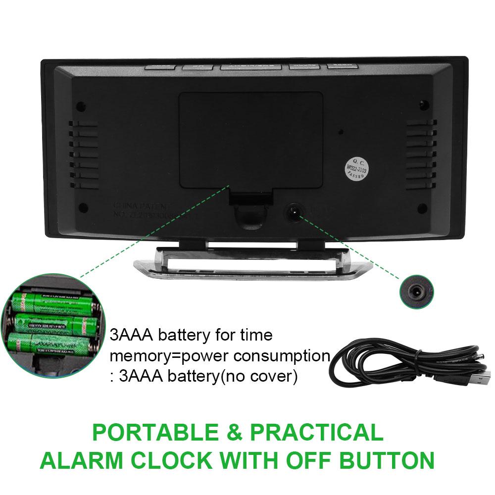 Hot LED Screen Alarm Clocks Digital Alarm Clock For Bedroom Desk Table Clock Curved Temperature Snooze Function Home Decor Watch