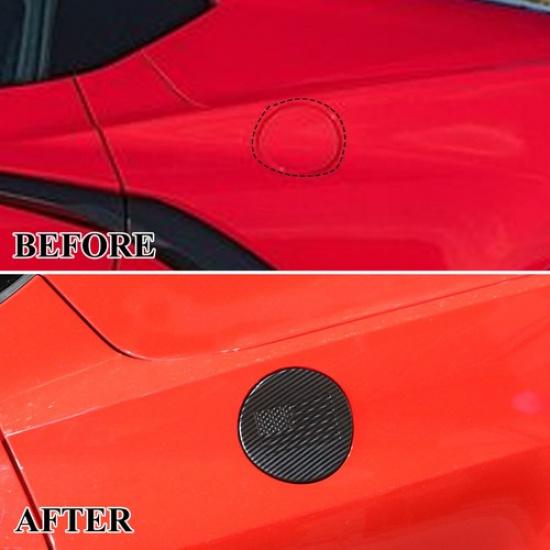 Carbon Fiber Style Fuel Tank Cover Trim Gas Door For Chevrolet Corvette C8 +