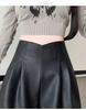 2024 Women's Slimming Straight-Leg PU Leather Pants - Soft, Casual, Wide-Leg Fit for Autumn/Winter