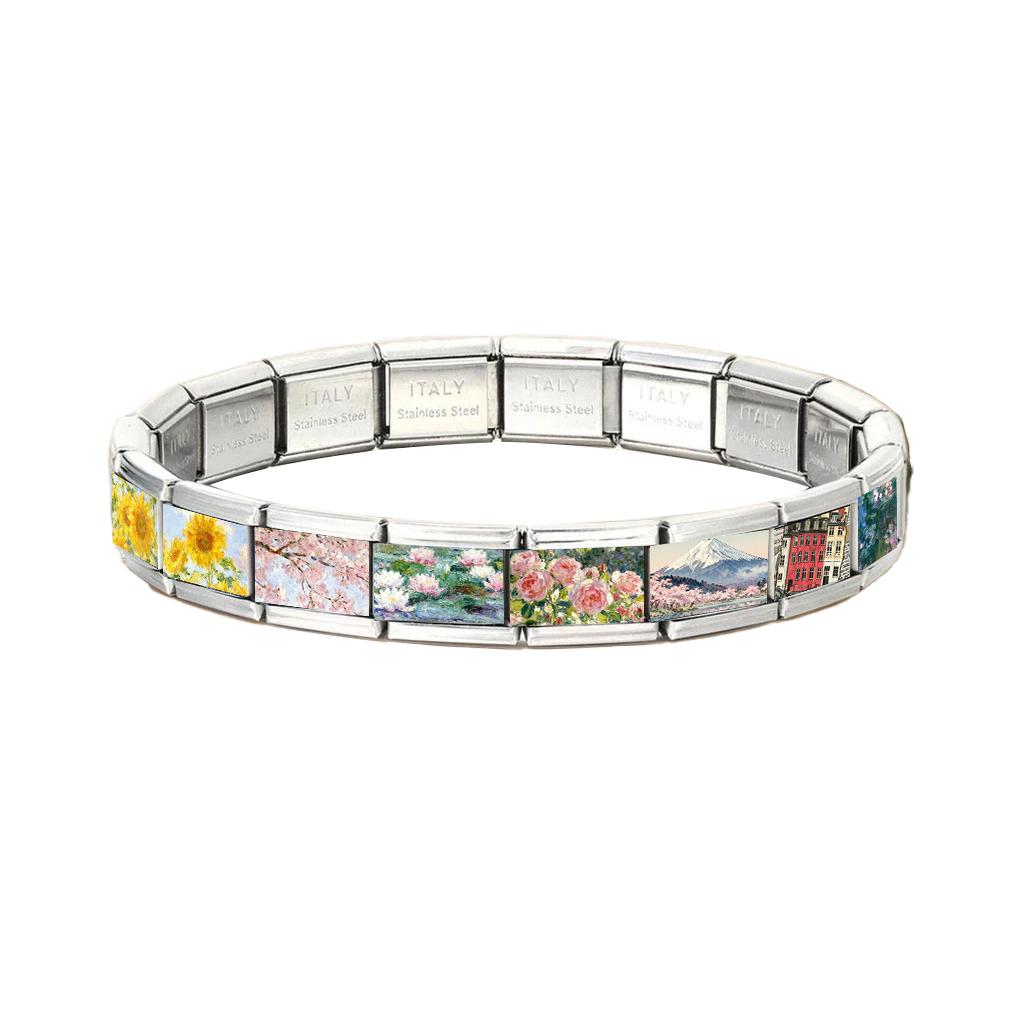 Stainless Steel Flower Assorted Charms Bracelet 18 Pcs Italian Links Fit 9mm Women Hand Bracelet Jewelry Making