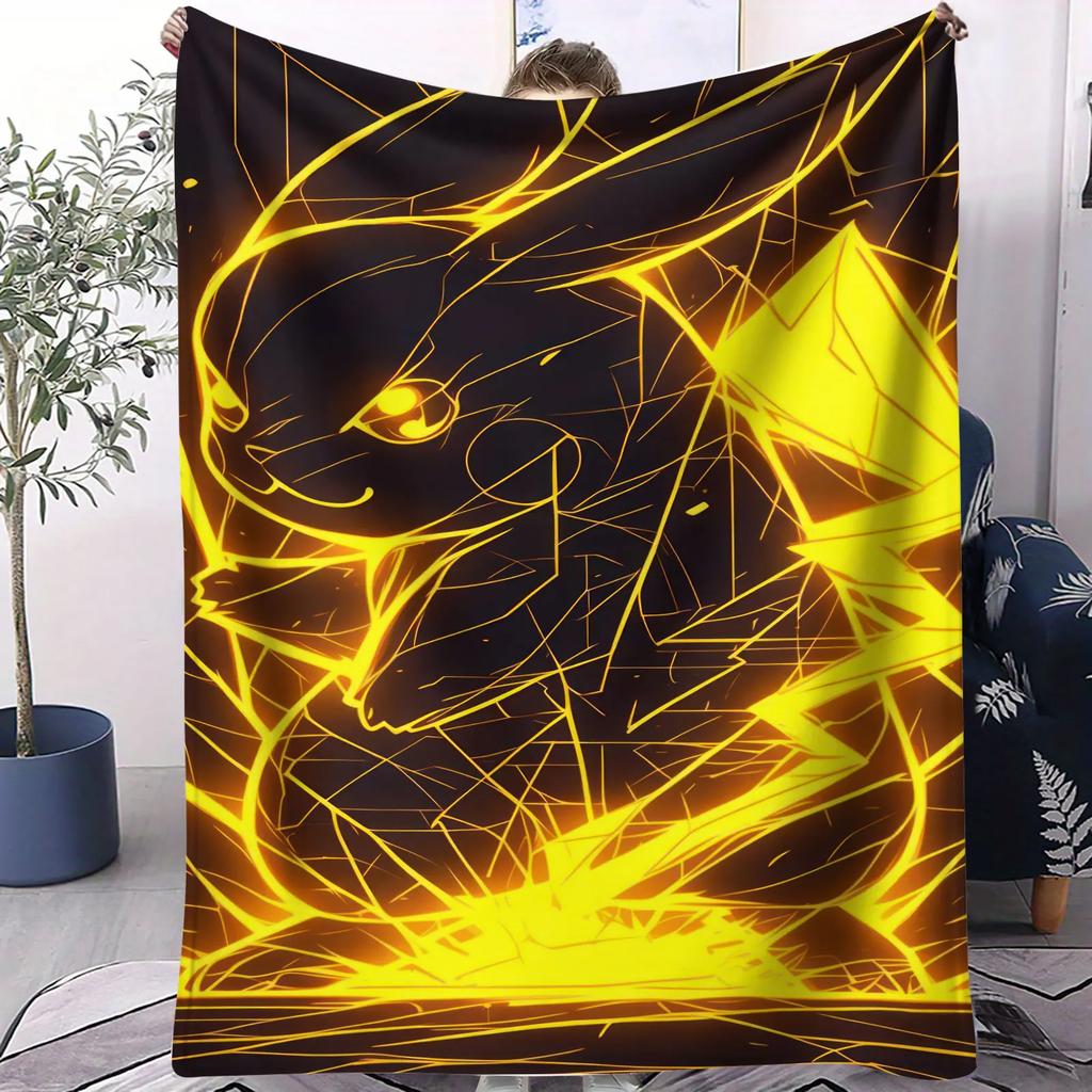 Pikachu Eevee Flannel Blanket Soft Warm Plush Throw for Sofa Bed Cover Nap Cape Camping Travel Cozy Home Decor Pokémon Fans Gift