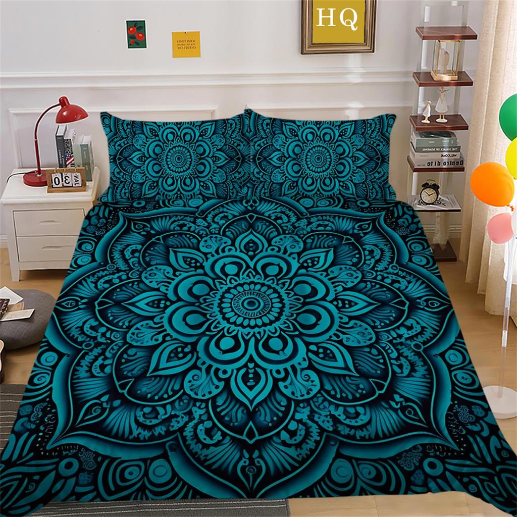 3D Indian Theme Bedding Set Paisley Flower Duvet Cover Pillowcase 2/3 US/UK/EU/AU Full Size Soft Quick Drying Decorative Quilt Cover