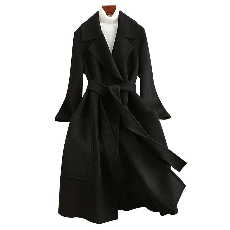 Double-sided wool coat women's long over-knee slim-fitting and thin cashmere new woolen coat women's clothing