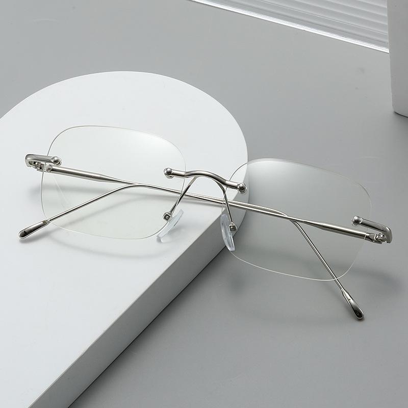 Frameless Myopia Glasses for Women Stylish Square-Frame Blue Light Blocking Goggles Minimalist High-End Minus Diopter Eyeglasses