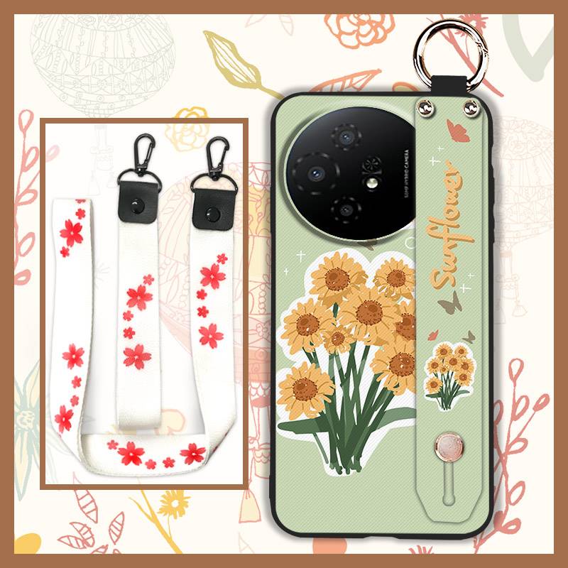 Fashion Design Protective Phone Case For TCL 50 Nxtpaper 5G/50Pro Nxtpaper 5G Wristband Kickstand Dirt-resistant Flower