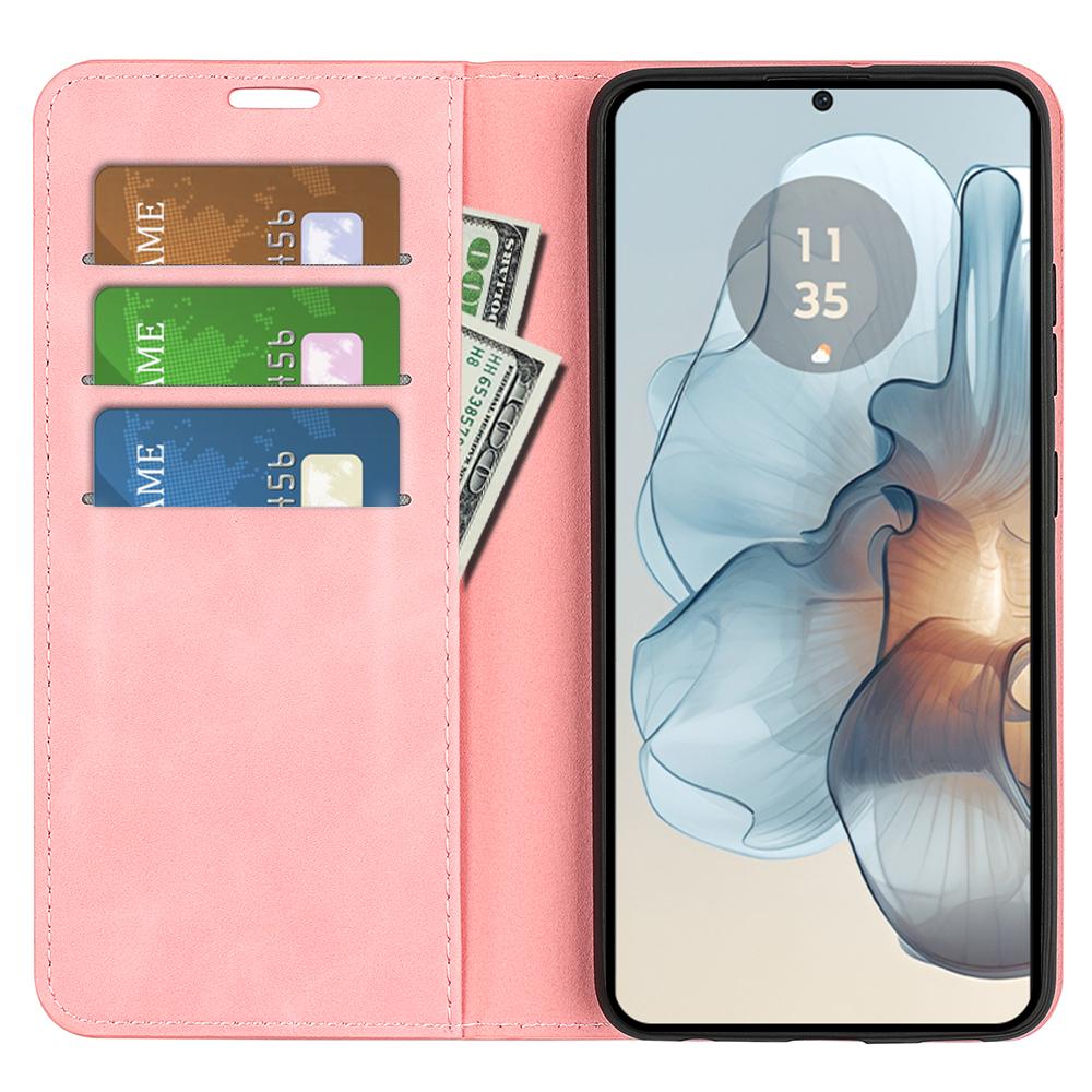 

For Motorola Moto G24 Power Protective Case Skin-Touch Leather Wallet Phone Cover Pink