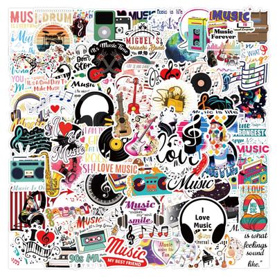 100 Musik-Sticker Dekorieren Laptop Wasserbecher Klavier Gitarre Koffer Musiknoten Sticker