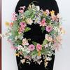 Corona de Flores Artificiales de Verano de 17.7 Pulgadas con Varios Tipos de Flores para Decoración de Puerta o Pared