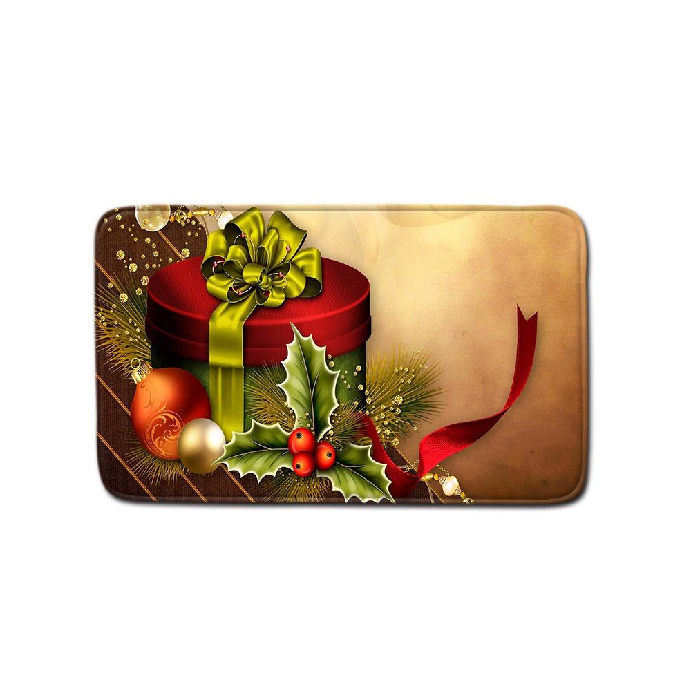 Christmas Home Door Mat Bathroom Toilet Shower Curtain Four-Piece Floor Mat Bedroom Absorbent Carpet