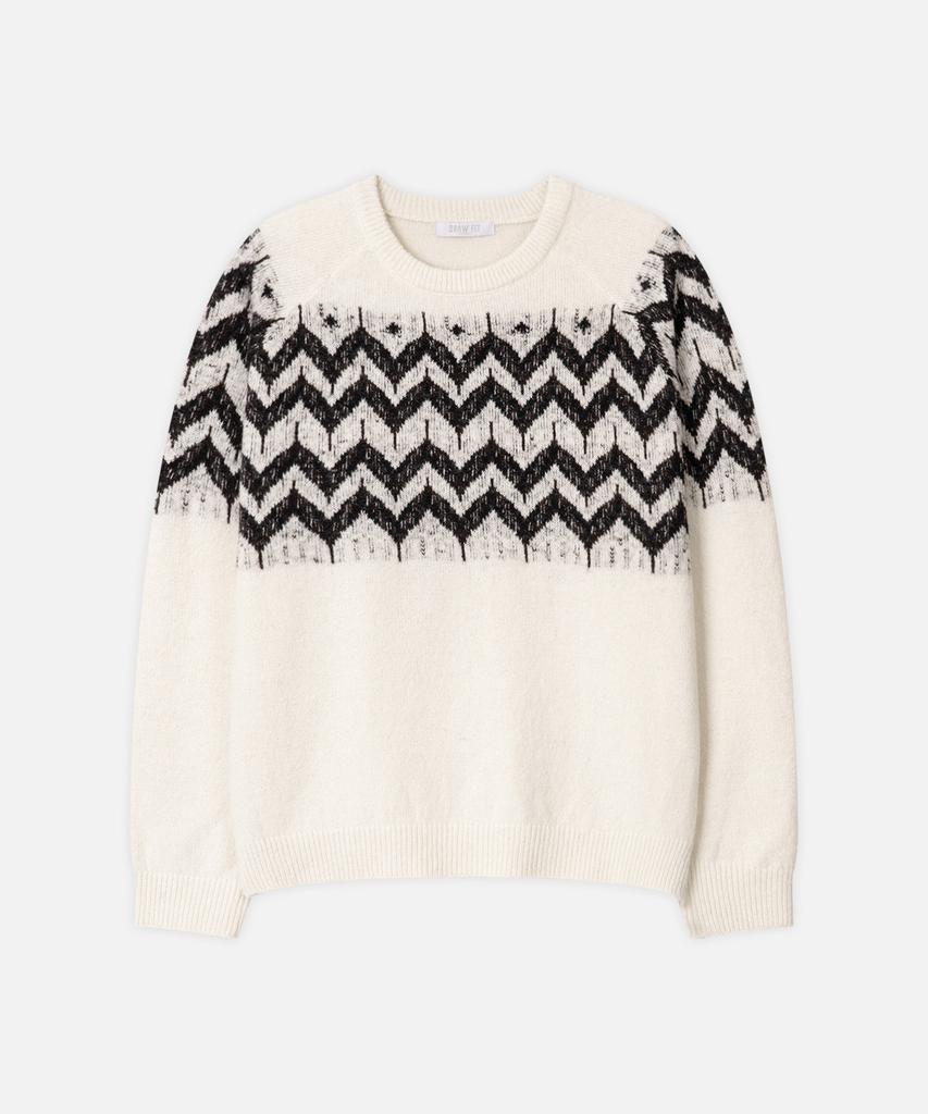 DRAW FIT Wool Hairy Nordic Crewneck Knit [Ivory]