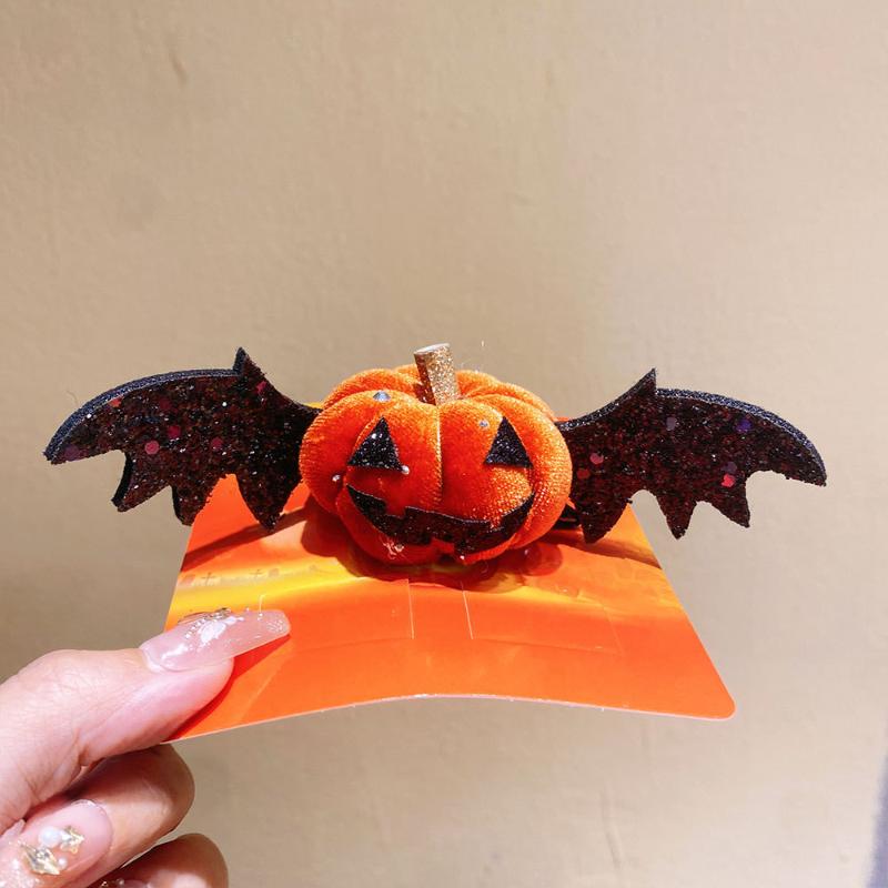 Funny Halloween Hair Accessories Cute Girls  Hat Hairpin Pumpkin Bat Decor Hair Clips For Children Party Dress Up Headwear