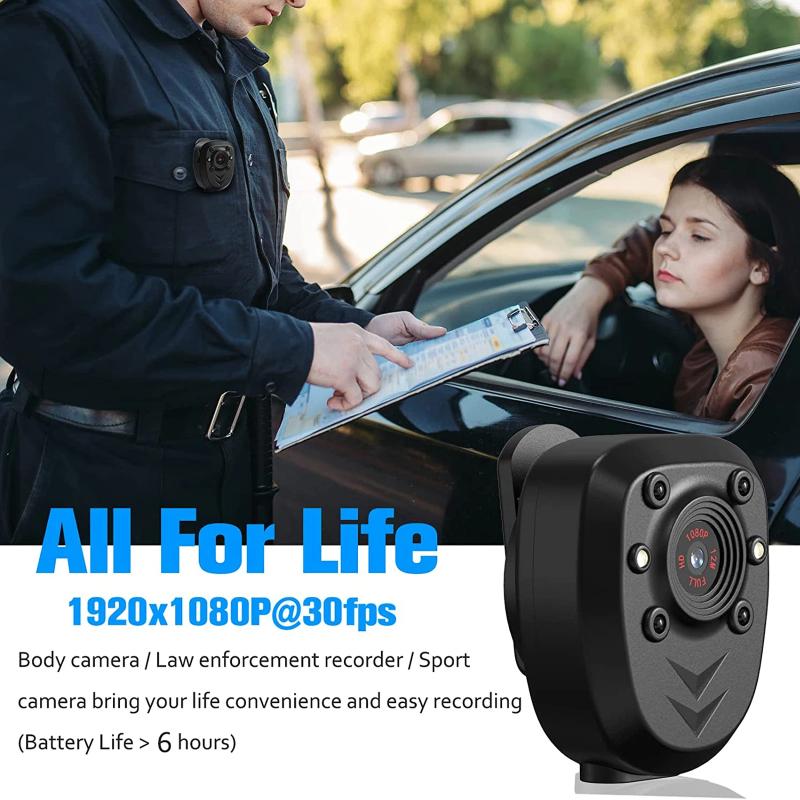 Body-worn Camera, 1080P HD Security and Law Enforcement Recorder, Wearable Sports DVR, Night Vision Infrared Loop Recording Camera