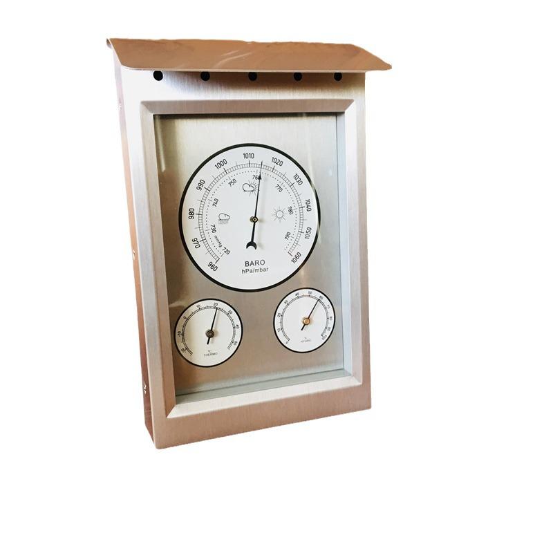 180mm Metal Air Pressure Gauge: Three-in-One Home Weather Station Barometer.