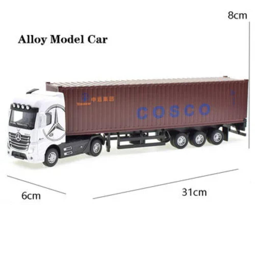 1:50 Diecast Alloy Truck Head Model Toy Container Truck Pull Back With Light Engineering Transport Vehicle Boy Toys For Children