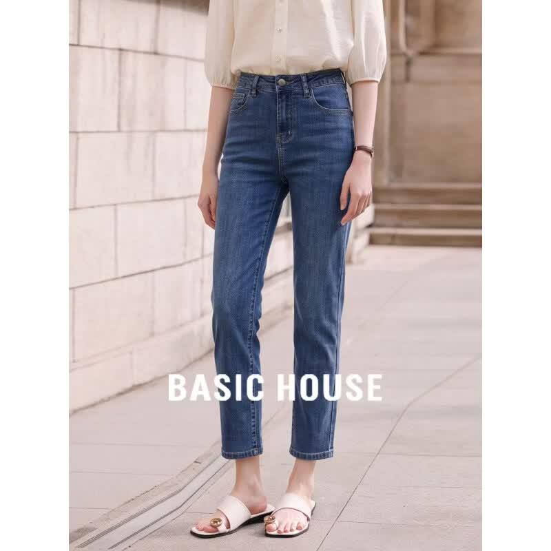 Basic House Women s High-Waist Capri Straight-Leg Jeans L