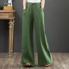 Pantaloni Larghi a Vita Alta Primavera Estate Donna Morbidi Cotone Lino Pantaloni Drappeggiati Casual Lunghi