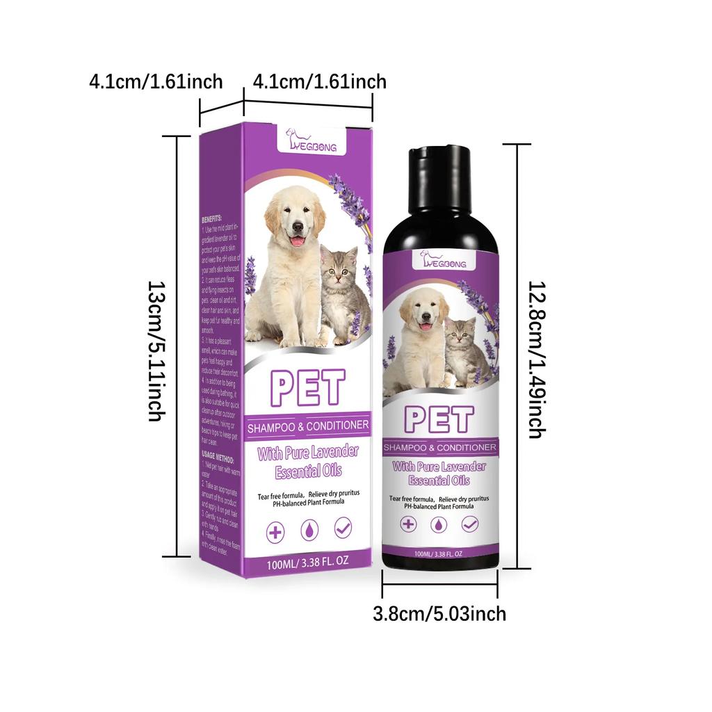 100ml Haustiershampoo Katze Hund Duschgel Lang anhaltender Duft Effektive Milbenfleckenentfernung Haarpflege Haustier-Reinigungsprodukte
