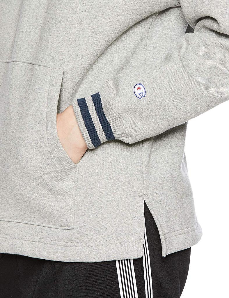 Champion Half Large Script Logo Oxford Size M Men's Hoodie, Fleece-Lined, Sleeves, Logo, Print, C3-N119, Gray,