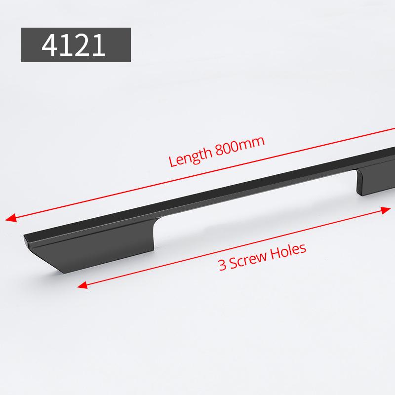 KAK Black Kitchen Handle Fashion Aluminium Alloy Cupboard Door Pulls Wardrobe Cabinet Handle Long Furniture Handle Hardware