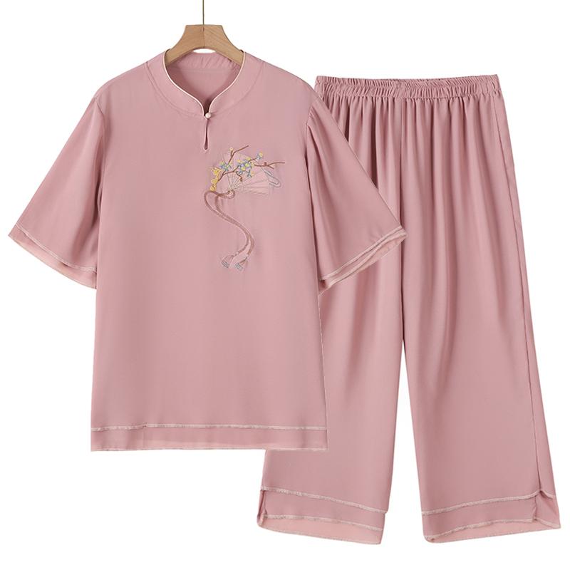 4XL-8XL Plus Size Chiffon Two Piece Sets Women Summer Elegant Summer Clothes for Woman Pants Sets Casual Oversize Blouses