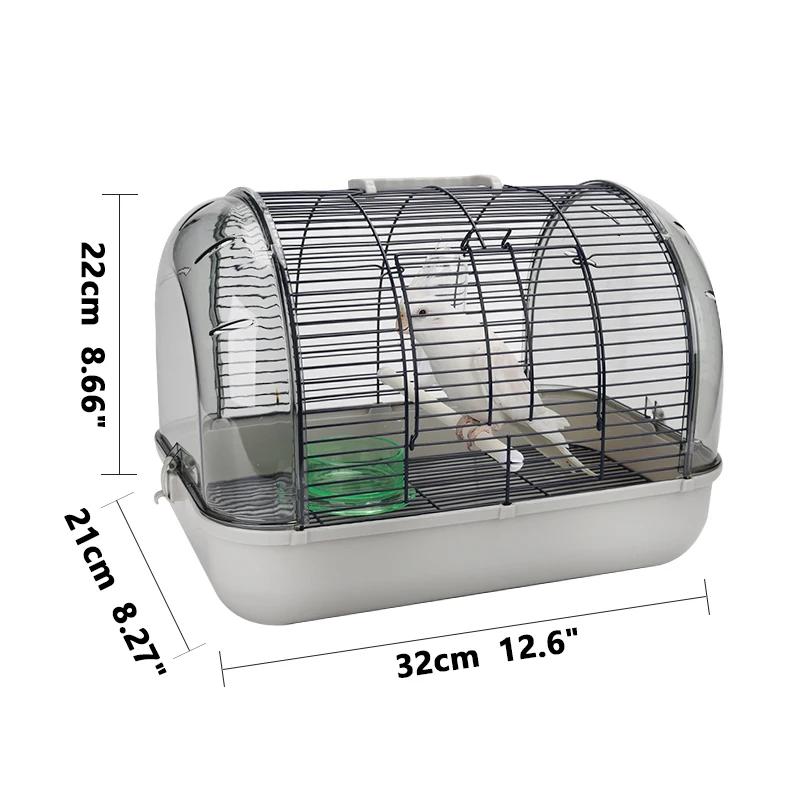 Outdoor Portable Bird Transport Cage Pet Parrot Cage with Feeder Transparent Detachable Small Parrot Carrier Cage Bird Supplies