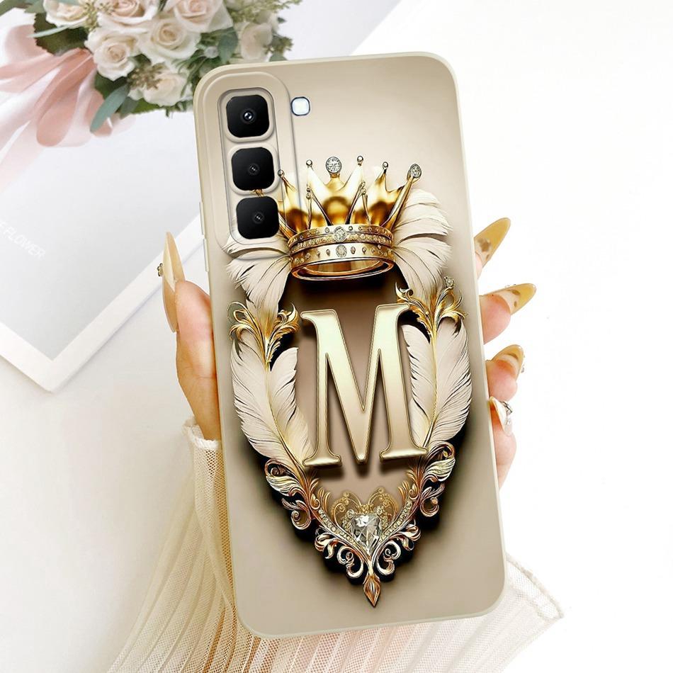 For Infinix Hot 70 X6895 2026 Feather Crown Initial Letter Phone Case For Infinix Hot70 Soft Silicone Covers Bumpers