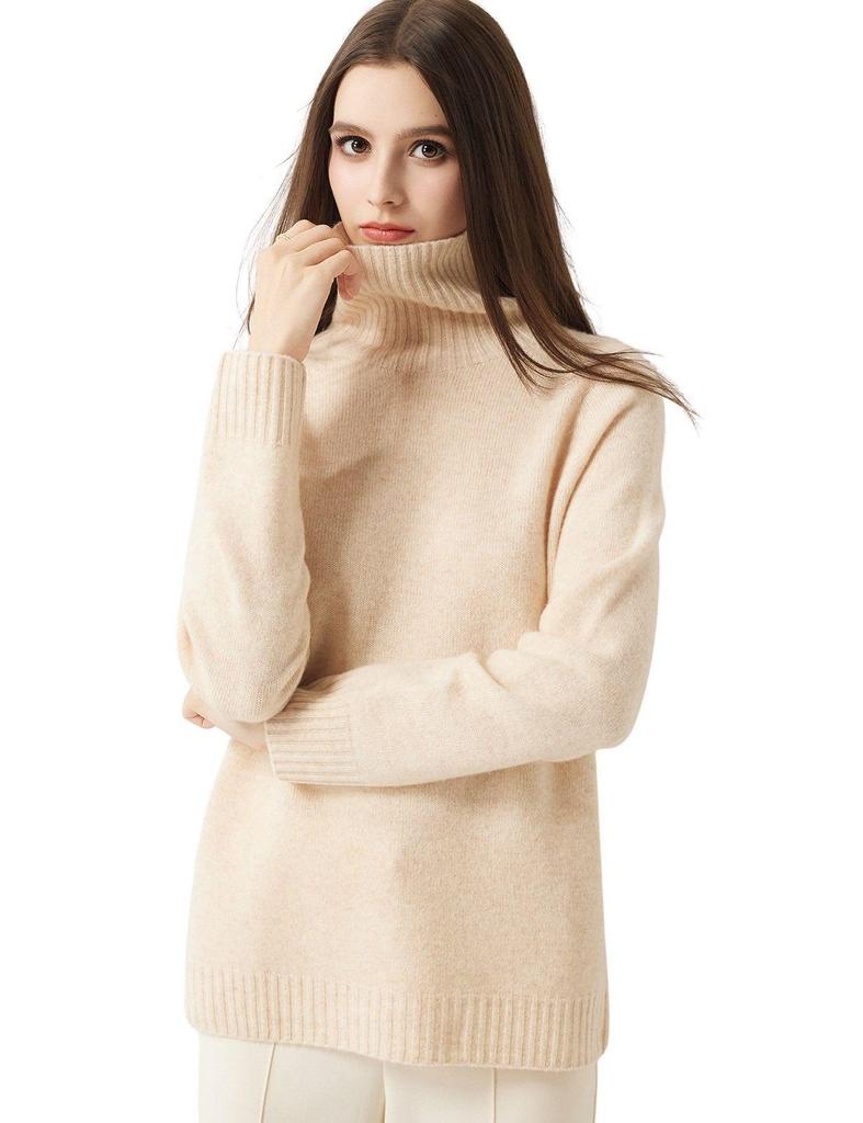 Solid Color Wool Sweater: Seven-Stitch, Long-Sleeve, Warm and Simple Autumn/Winter Commuting Base Layer.