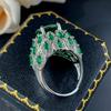 New Jewelry Ring Female Simulation Red Corundum Grandmother Green Blue Pointed Crystal Full Luxurious Setting High-end Women's