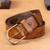 Men'S First-Layer Cowhide Belt Casual Simple Pin Buckle Leather Belt Business Middle-Aged And Young Solid Copper Buckle Belt Men