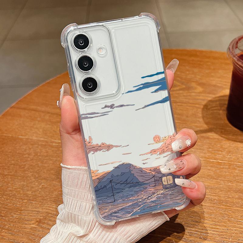 

Mountain Train Pattern Phone Case For Samsung Galaxy A57 A37 A17 A56 A16 A55 A36 A26 A15 A35 A54 A53 Clear Shockproof Soft Cover Galaxy A57
