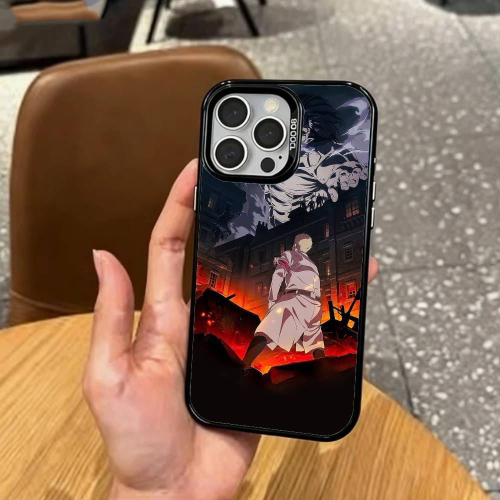 Cool Attack On Titan Freedom Phone Case For iPhone17,16,15,14,13,12,11 Plus,Pro Max Colored Silver Plated Inside Cover