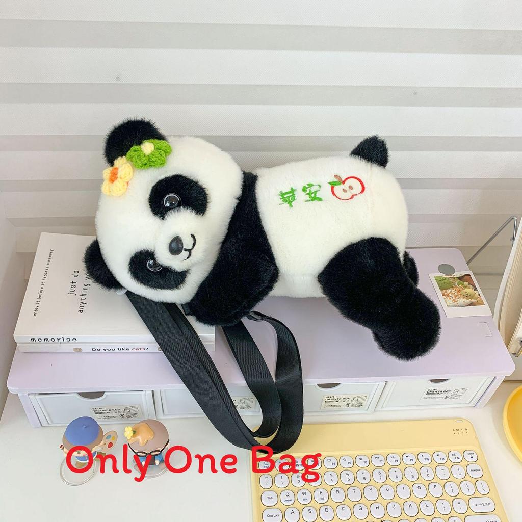 Girls Cartoon Panda Plush Backpack With Zipper Closure And Inner Perfect Pocket