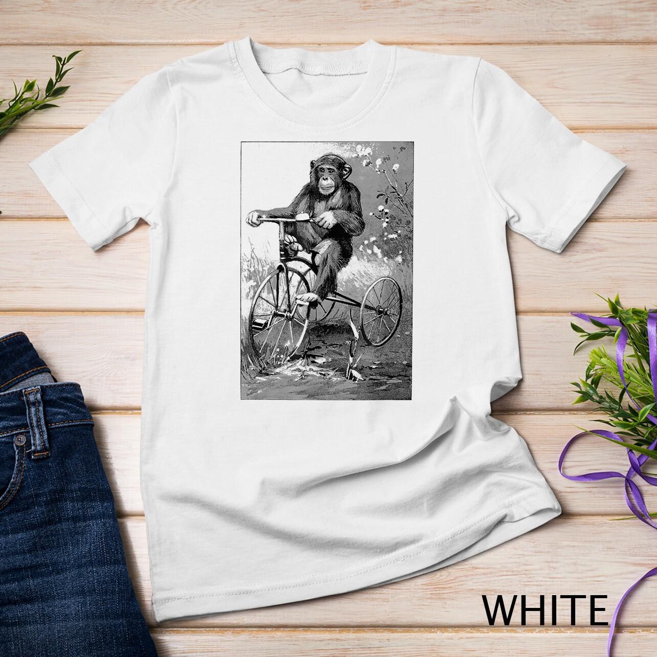 Monkey Riding Tricycle Tshirt-Vintage Funny Monkey T-Shirt Mens Womens Tees Top Unisex T-Shirt Mens Womens Tees Top S