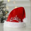 Morbido Cappello Festivo Natale Paillettes Scintillanti Cappello di Babbo Natale per Adulti, Velluto Peluche Glitter Bling Carino Copricapo di Natale Famiglia con Pompon Soffice Nuovo