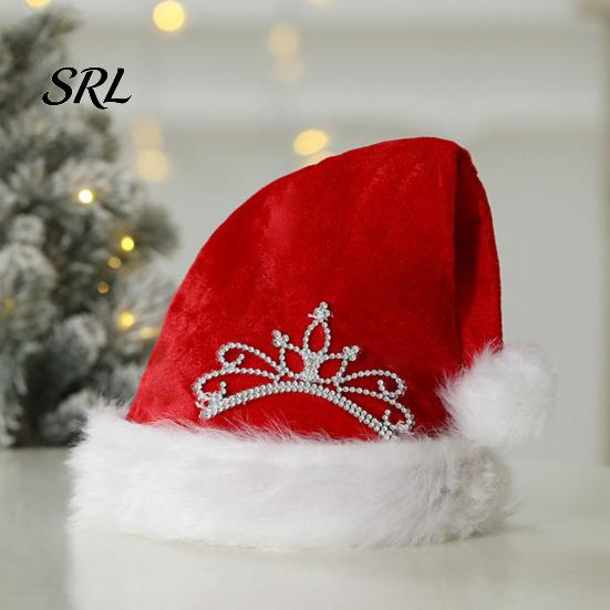 Morbido Cappello Festivo Natale Paillettes Scintillanti Cappello di Babbo Natale per Adulti, Velluto Peluche Glitter Bling Carino Copricapo di Natale Famiglia con Pompon Soffice Nuovo