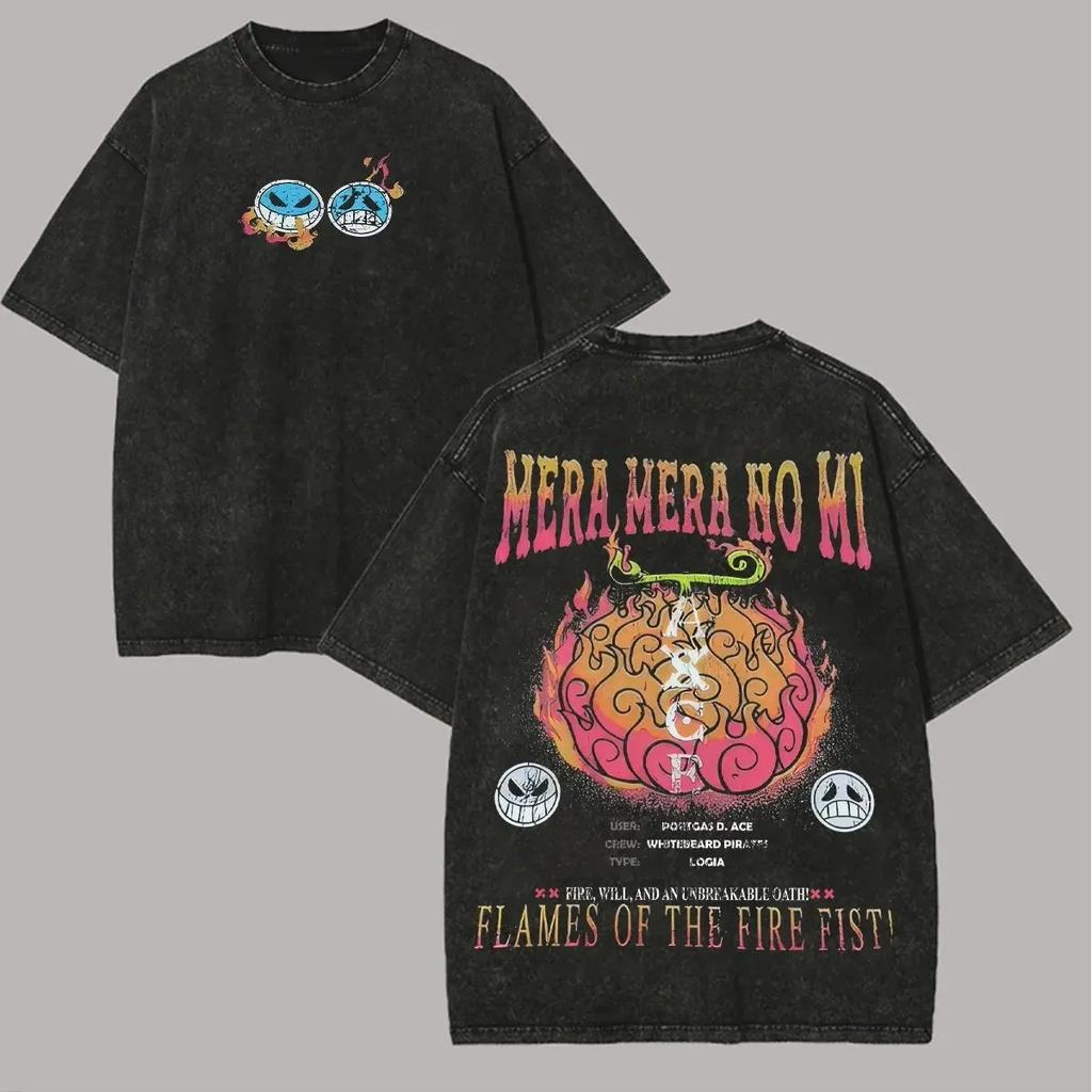 One Piece Zoro Luffy Graphic T Shirt Men Women Vintage Wash Cotton Short Sleeve Tee Summer 2026 Y2k Streetwear Loose Casual Tops