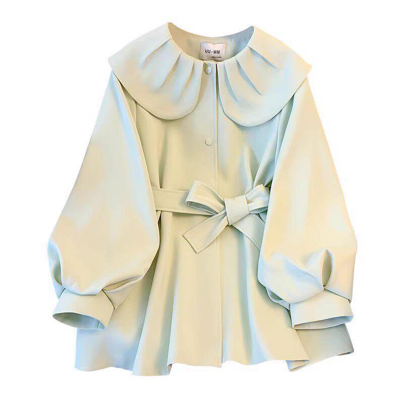 Women's French-Style Doll Collar Windbreaker: Waist-Cinched Wool Padded Coat for Late Autumn & Early Winter 2026.