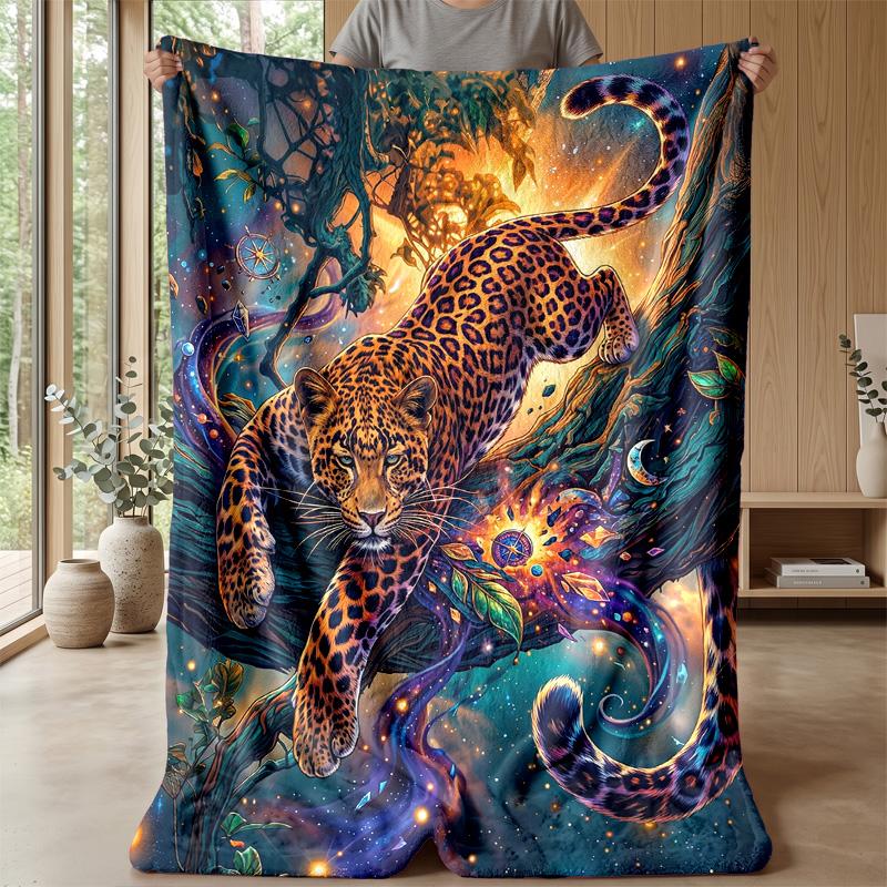 Jungle Leopard Elegance 1 Theme Blanket Lightweight Warm Flannel Blanket Decorative Throw Blanket for Home Decoration