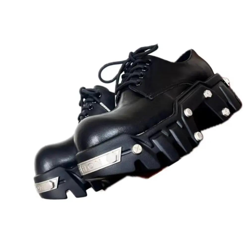 Höhenerhöhung 8cm Low-top Bulldozer Herren Plateau Big Head Leder Britische Derby Casual Schuhe