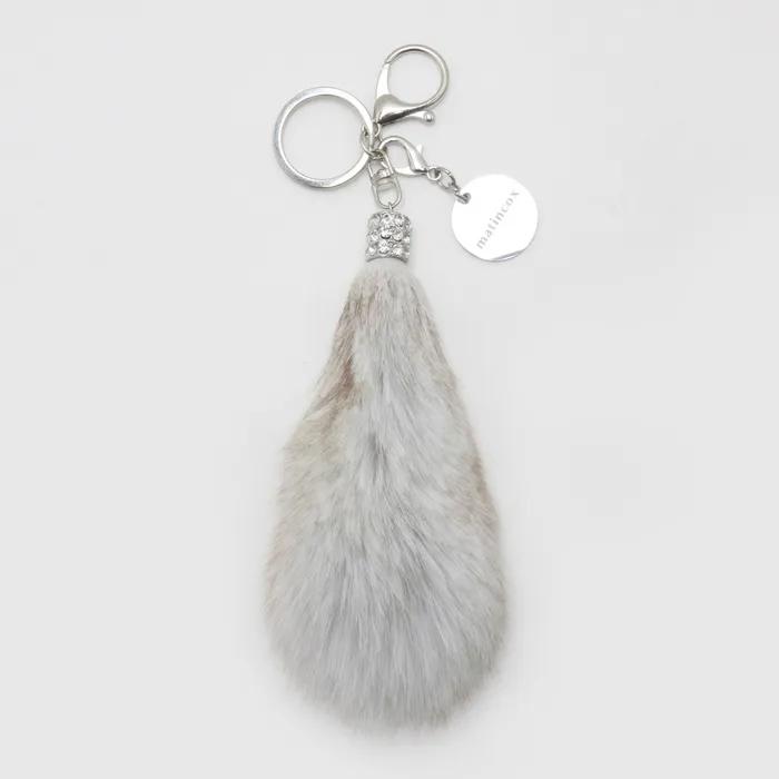 Real Fox Fur Keyring - Pearl