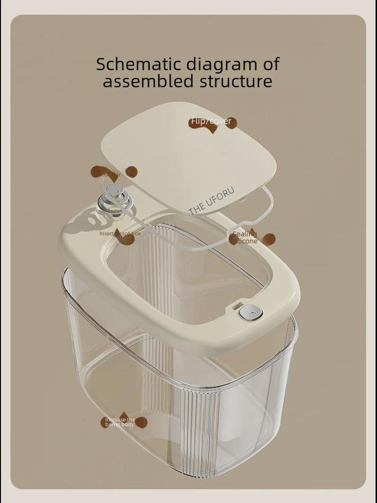 Uforu 20L Insect-Proof & Moisture-Proof Rice Storage Bucket with Press-Seal Lid