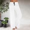 Women's Drawstring Elastic Waistband Wide Leg Color Matching Casual Pants
