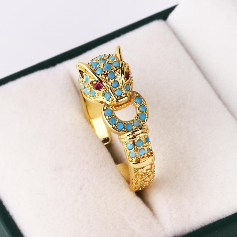 New Women's Jewelry Hip-hop Personality Leopard Print Ring Open Ring Popular Net Red Retro Tail Ring Party Holiday Gift