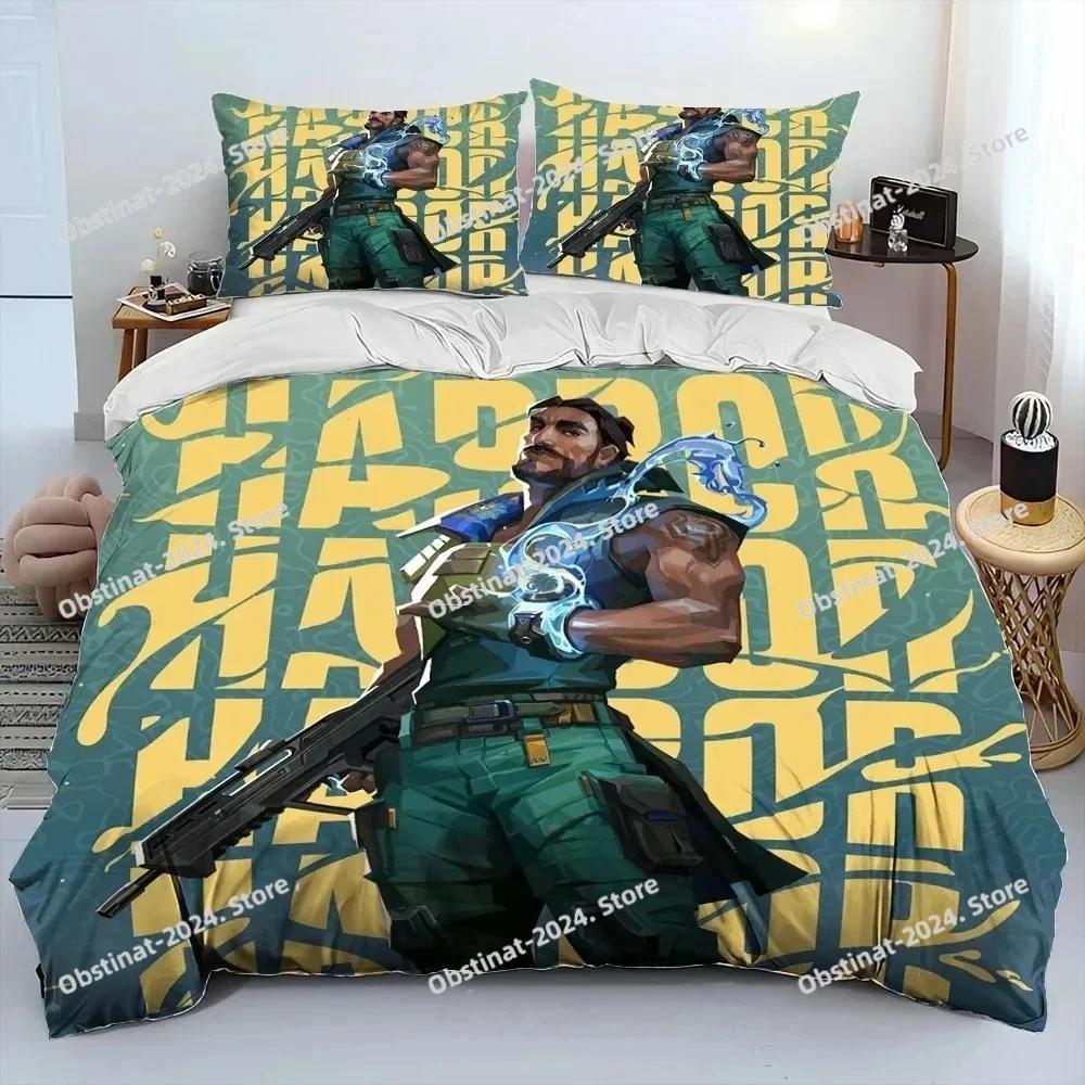 3D VALORANT Game Gamer Cartoon Comforter Bedding Set,Duvet Cover Bed Set Quilt Cover Pillowcase,king Queen Size Bedding Set Kid