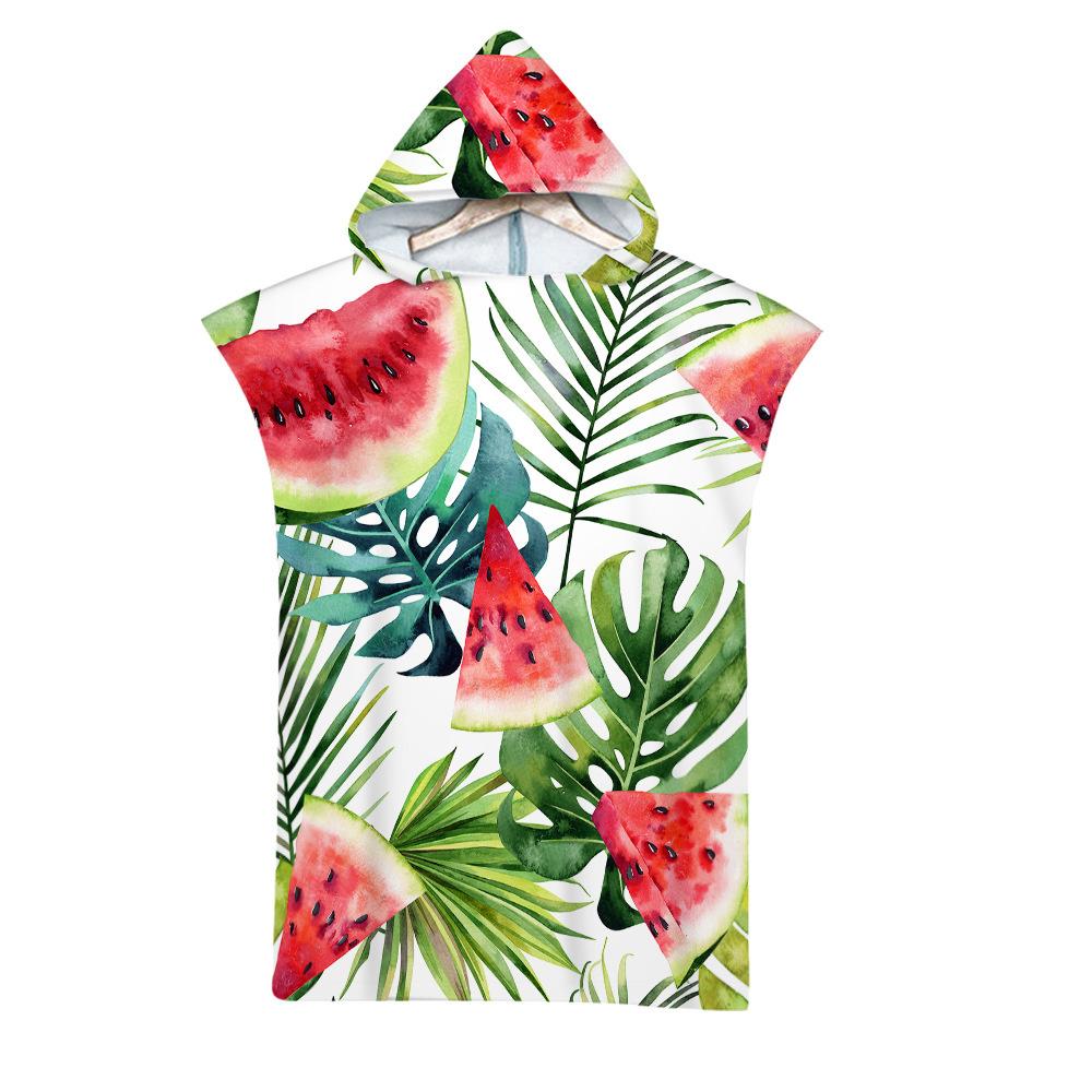 Leaf Microfiber Beach Towel Quick Dry Hooded Cloak Wetsuit Towels Adult Kids Parent-Child Poncho Bathrobe For Swim Surf