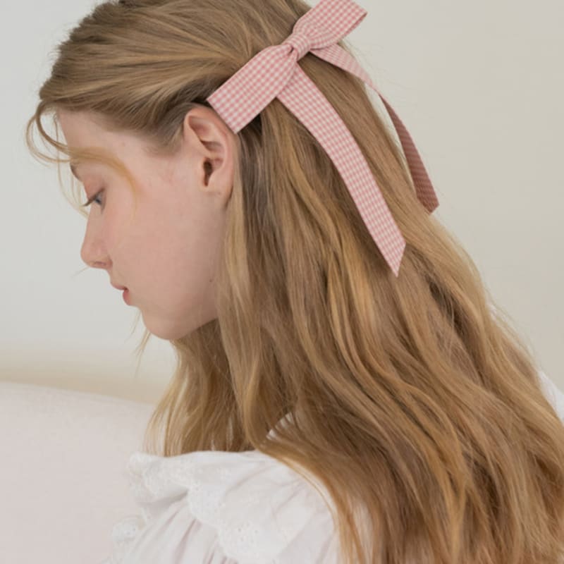 FANTASTIC PLANET Gingham Check Ribbon Hair Pin (4colors)