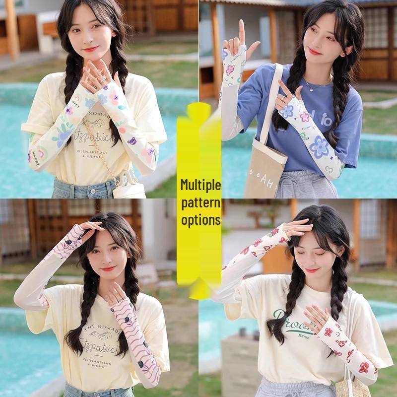 Sonnenschutz Eisärmel Damen Sommer Trendige UV-Blockierende Handschuhe