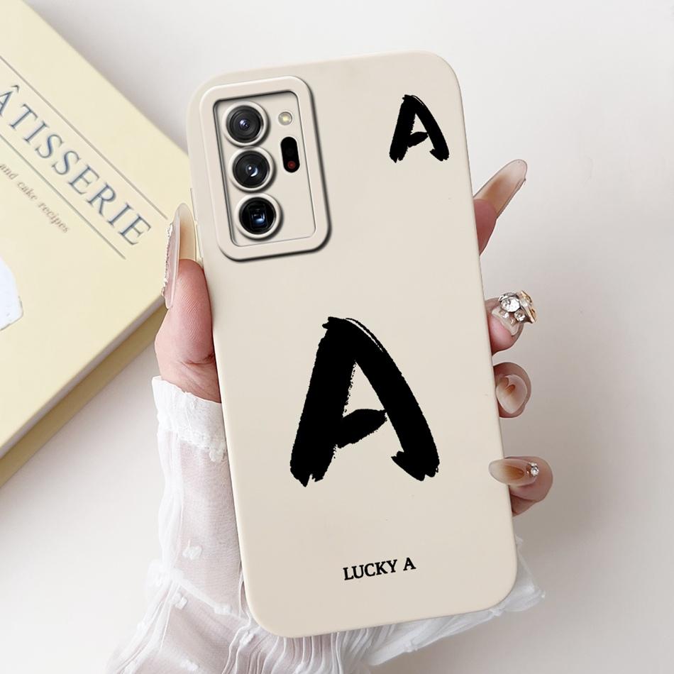 For Samsung Galaxy Note 20 Ultra Note20 Lucky Initial Letter Phone Case For Samsung Note 20 20Ultra 5G Soft Silicone Cases